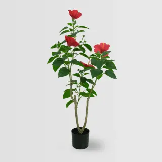Artificial Hibiscus tree, 90cm – Lifelike Faux Rose of Sharon Tree